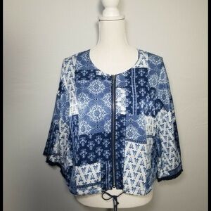 Christopher & Banks Blue Patchwork Top